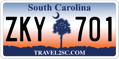 SC license plate ZKY701