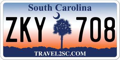 SC license plate ZKY708