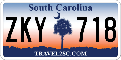 SC license plate ZKY718