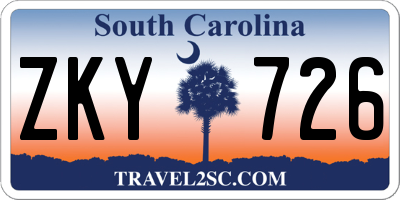 SC license plate ZKY726