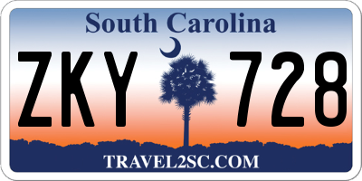 SC license plate ZKY728