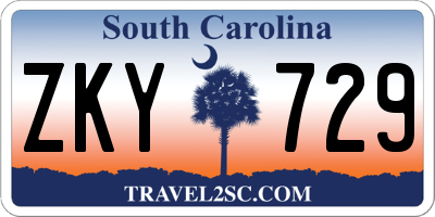 SC license plate ZKY729