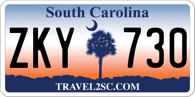 SC license plate ZKY730