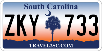 SC license plate ZKY733