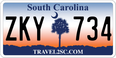 SC license plate ZKY734