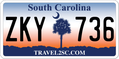 SC license plate ZKY736