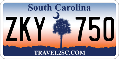 SC license plate ZKY750