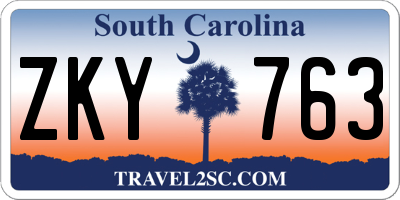 SC license plate ZKY763
