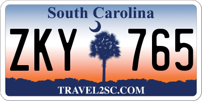 SC license plate ZKY765
