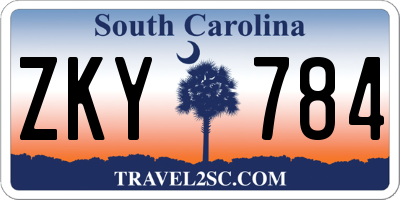 SC license plate ZKY784