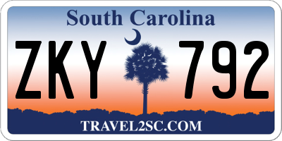 SC license plate ZKY792