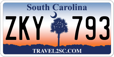SC license plate ZKY793