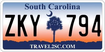SC license plate ZKY794