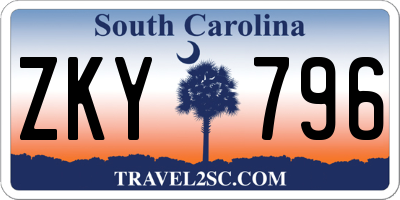 SC license plate ZKY796