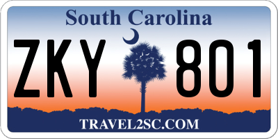 SC license plate ZKY801