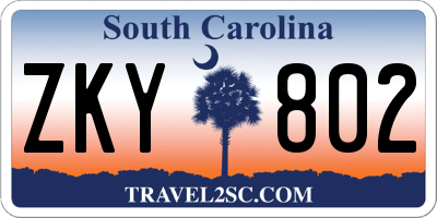 SC license plate ZKY802