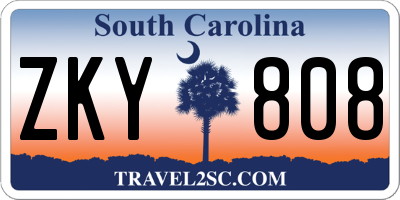 SC license plate ZKY808