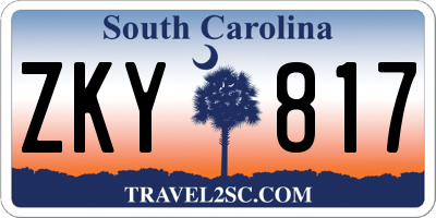 SC license plate ZKY817