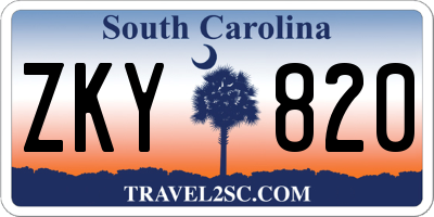 SC license plate ZKY820