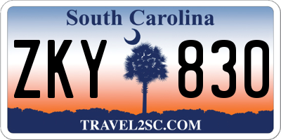 SC license plate ZKY830
