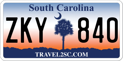 SC license plate ZKY840