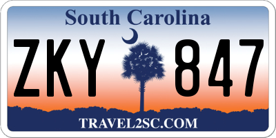 SC license plate ZKY847