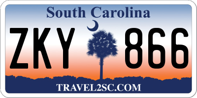SC license plate ZKY866