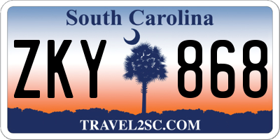 SC license plate ZKY868