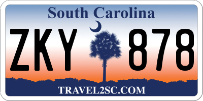 SC license plate ZKY878