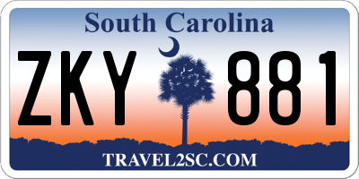 SC license plate ZKY881