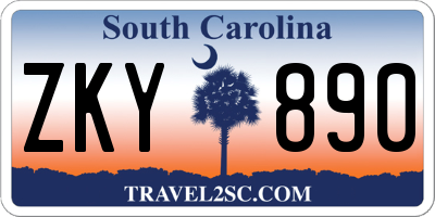 SC license plate ZKY890