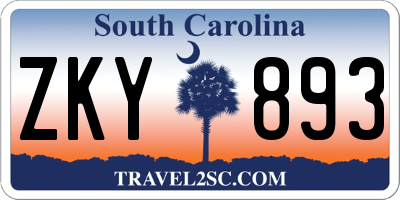 SC license plate ZKY893