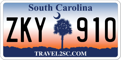 SC license plate ZKY910