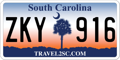 SC license plate ZKY916