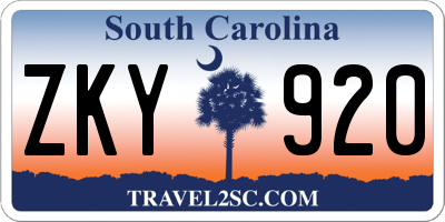 SC license plate ZKY920