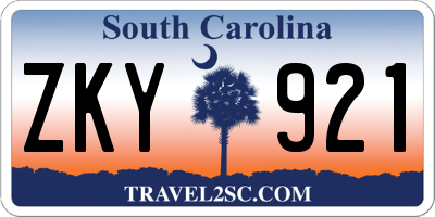 SC license plate ZKY921