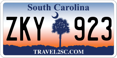 SC license plate ZKY923