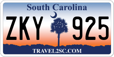 SC license plate ZKY925