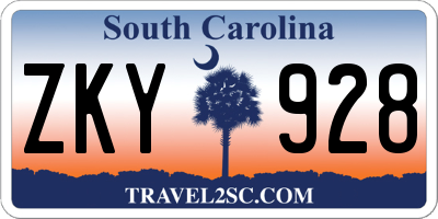 SC license plate ZKY928