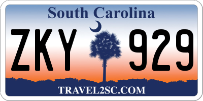 SC license plate ZKY929