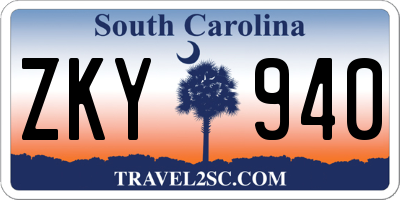 SC license plate ZKY940