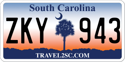 SC license plate ZKY943