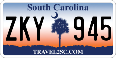SC license plate ZKY945