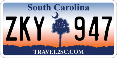 SC license plate ZKY947