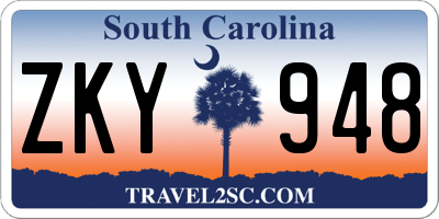 SC license plate ZKY948