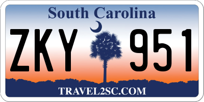SC license plate ZKY951