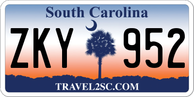 SC license plate ZKY952