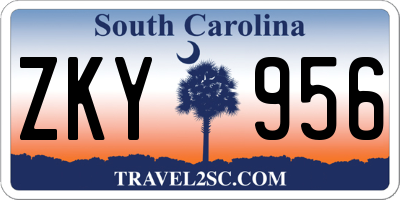 SC license plate ZKY956