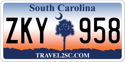 SC license plate ZKY958