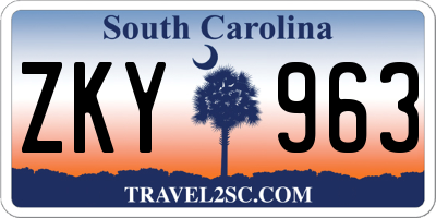 SC license plate ZKY963